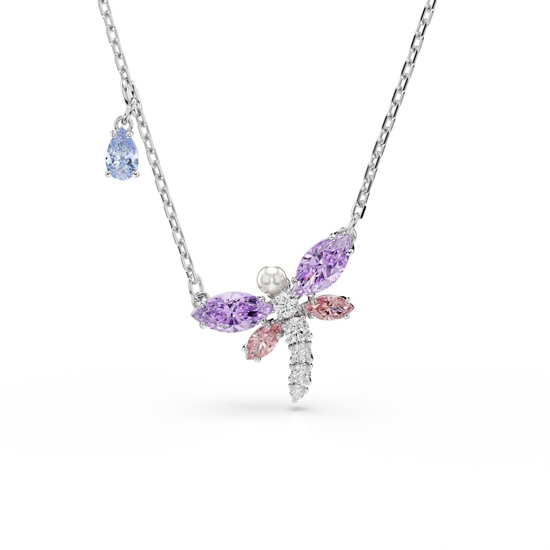Main Image 1 of Swarovski x Ariana Grande Silver Tone & Mixed Colour Crystal Dragonfly Pendant