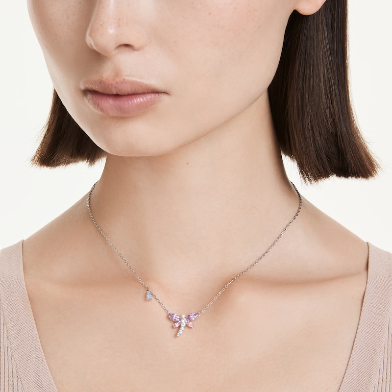 Main Image 6 of Swarovski x Ariana Grande Silver Tone & Mixed Colour Crystal Dragonfly Pendant