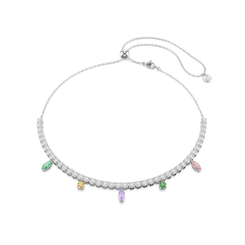 Main Image 1 of Swarovski x Ariana Grande Silver Tone & Mixed Colour Crystal Adjustable Tennis Necklace