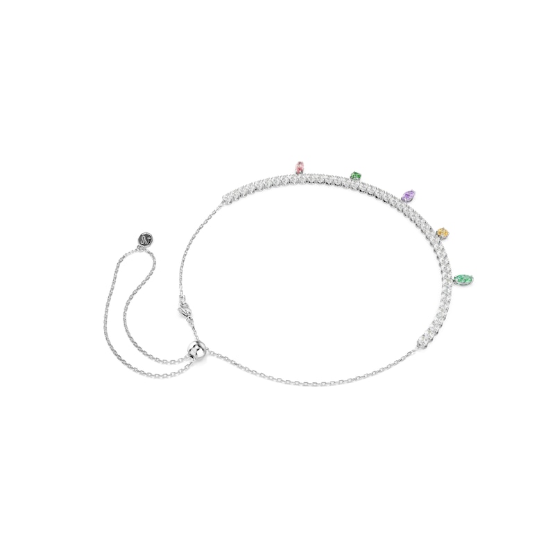 Main Image 5 of Swarovski x Ariana Grande Silver Tone & Mixed Colour Crystal Adjustable Tennis Necklace