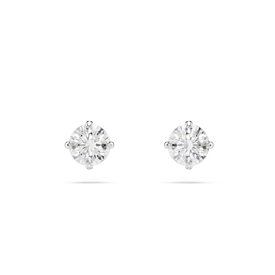 Women's Swarovski Stilla Attract Silver Tone 4Mm Zirconia Round Stud Earrings