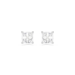 Swarovski Stilla Attract Silver Tone 6mm Zirconia Square Stud Earrings