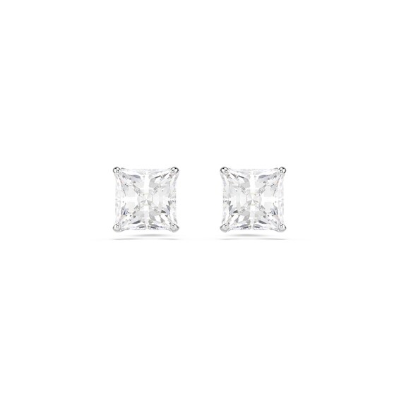 Women's Swarovski Stilla Attract Silver Tone 6Mm Zirconia Square Stud Earrings