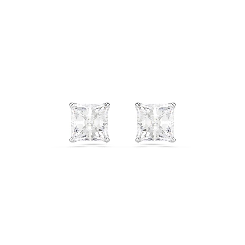 Main Image 1 of Swarovski Stilla Attract Silver Tone 6mm Zirconia Square Stud Earrings