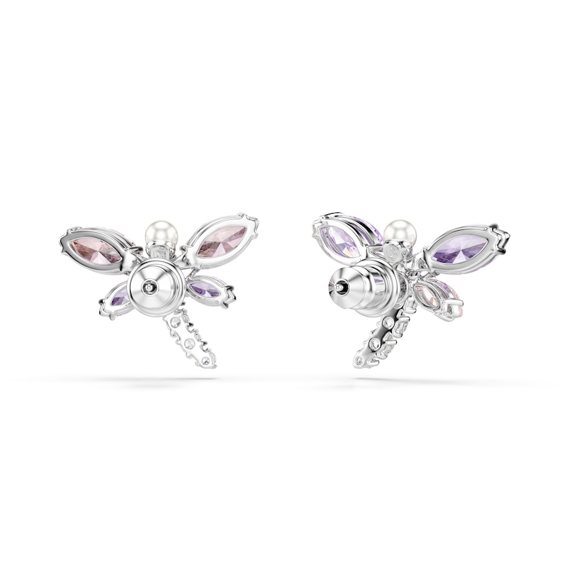 Main Image 4 of Swarovski x Ariana Grande Silver Tone & Mixed Colour Crystal Dragonfly Stud Earrings