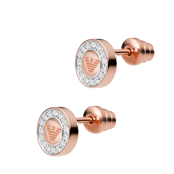 Emporio Armani Sterling Silver & Rose Gold Tone Earrings