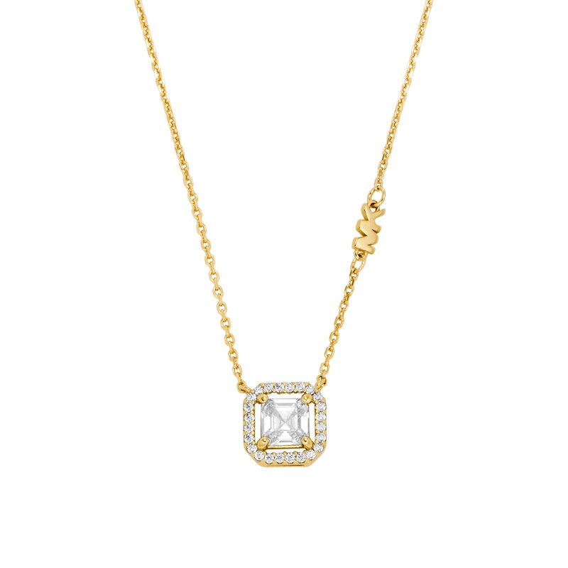 Main Image 1 of Michael Kors Women's 14ct Gold Plated Sterling Silver Asscher Cut Pendant Necklace