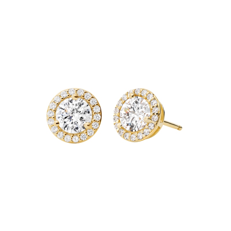 Main Image 1 of Michael Kors Women's 14ct Gold Plated Sterling Silver Cubic Zirconia Stud Earrings