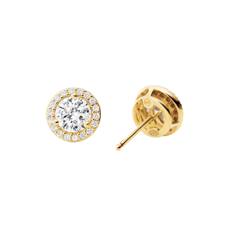 Main Image 2 of Michael Kors Women's 14ct Gold Plated Sterling Silver Cubic Zirconia Stud Earrings