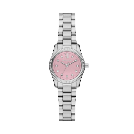 Women's Michael Kors Lexington 26Mm Pink Dial & Stainless Steel Bracelet Watch