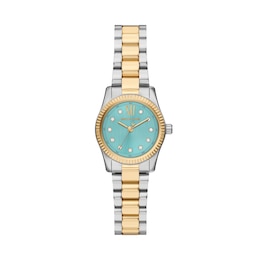 Michael Kors Lexington 26mm Turquoise Dial Two Tone Bracelet Watch