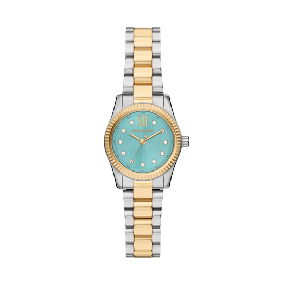 Women's Michael Kors Lexington 26Mm Turquoise Dial Two Tone Bracelet Watch