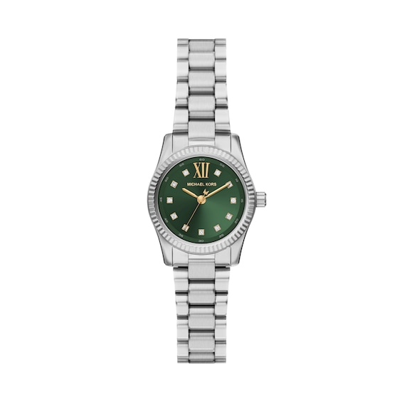 Women's Michael Kors Lexington 26Mm Green Dial & Stainless Steel Watch