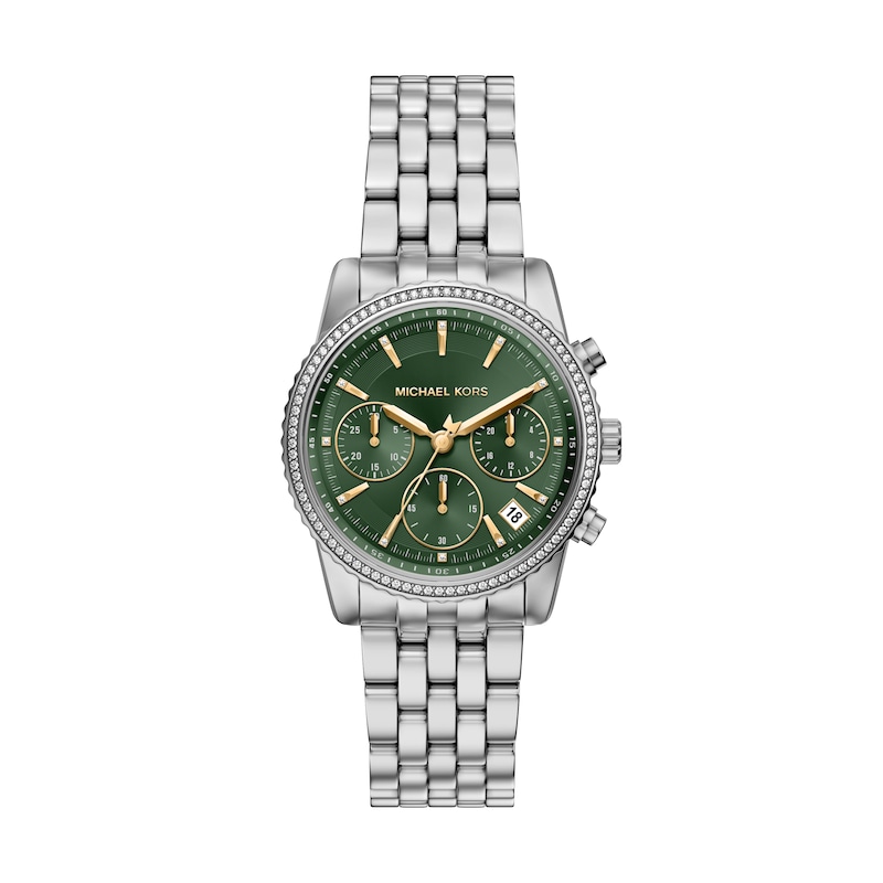 Main Image 1 of Michael Kors Bryant Women's Chronograph 35mm Green Dial & Stainless Steel Watch