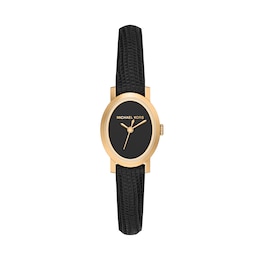 Michael Kors Maude Women's 21mm Black Leather Strap Watch