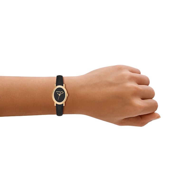 Main Image 7 of Michael Kors Maude Women's 21mm Black Leather Strap Watch