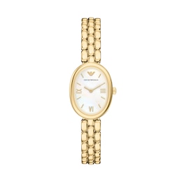 Emporio Armani Women's Sinfonia Mother Of Pearl Dial & Gold Tone Watch
