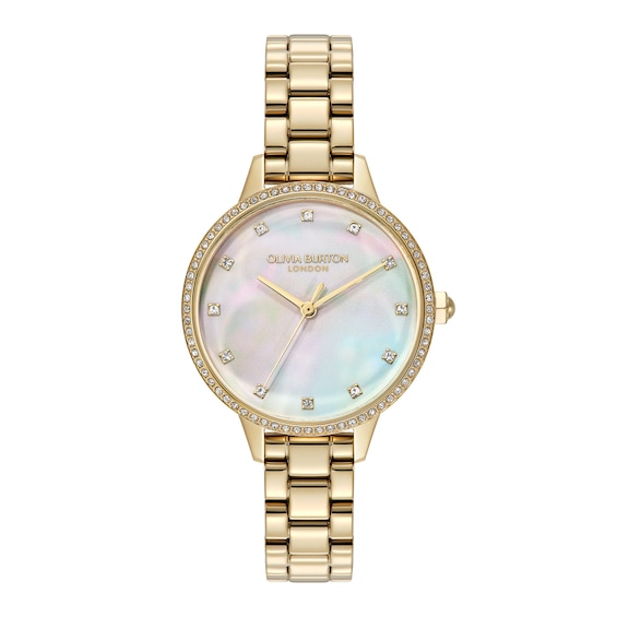 Women's Olivia Burton Classic Captivate 34Mm Mother Of Pearl & Gold Tone Watch