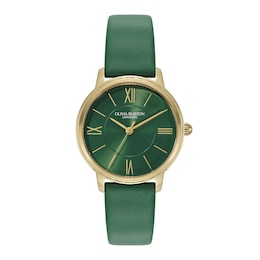 Olivia Burton Classic Westbourne 30mm Gold Tone & Green Leather Strap Watch