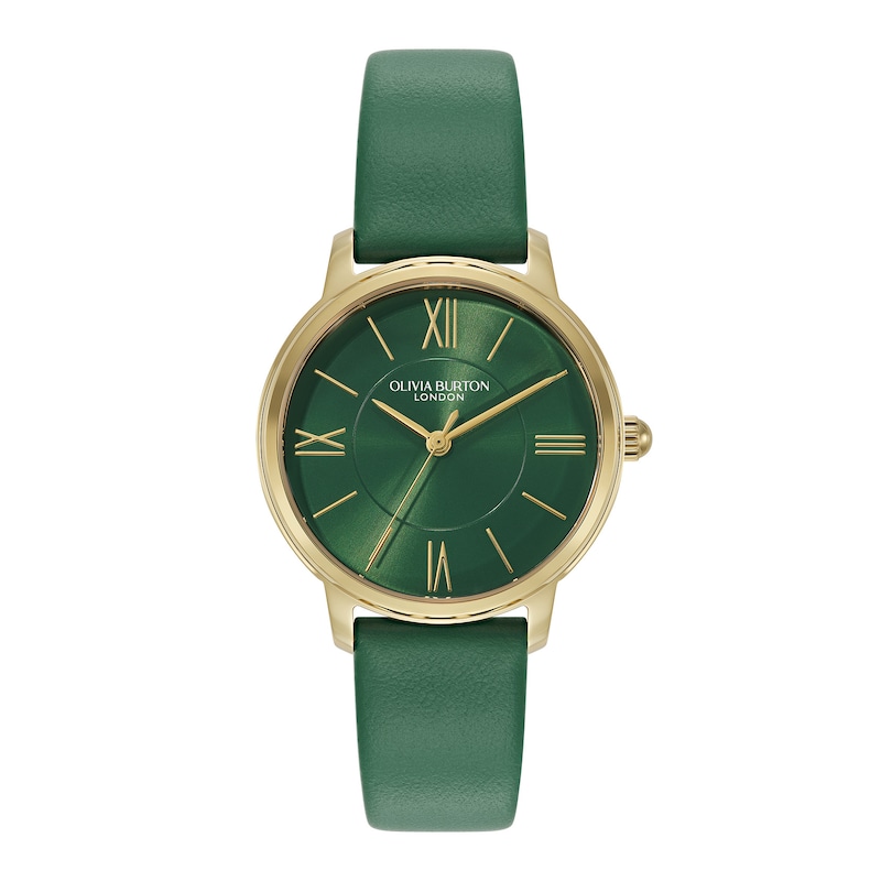 Main Image 1 of Olivia Burton Classic Westbourne 30mm Gold Tone & Green Leather Strap Watch