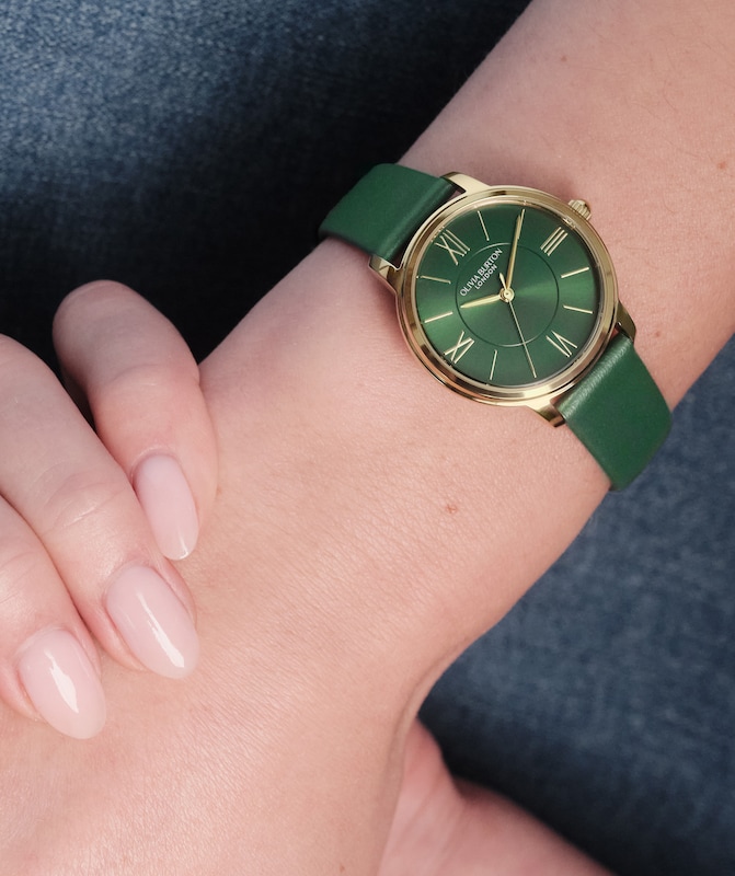 Main Image 3 of Olivia Burton Classic Westbourne 30mm Gold Tone & Green Leather Strap Watch