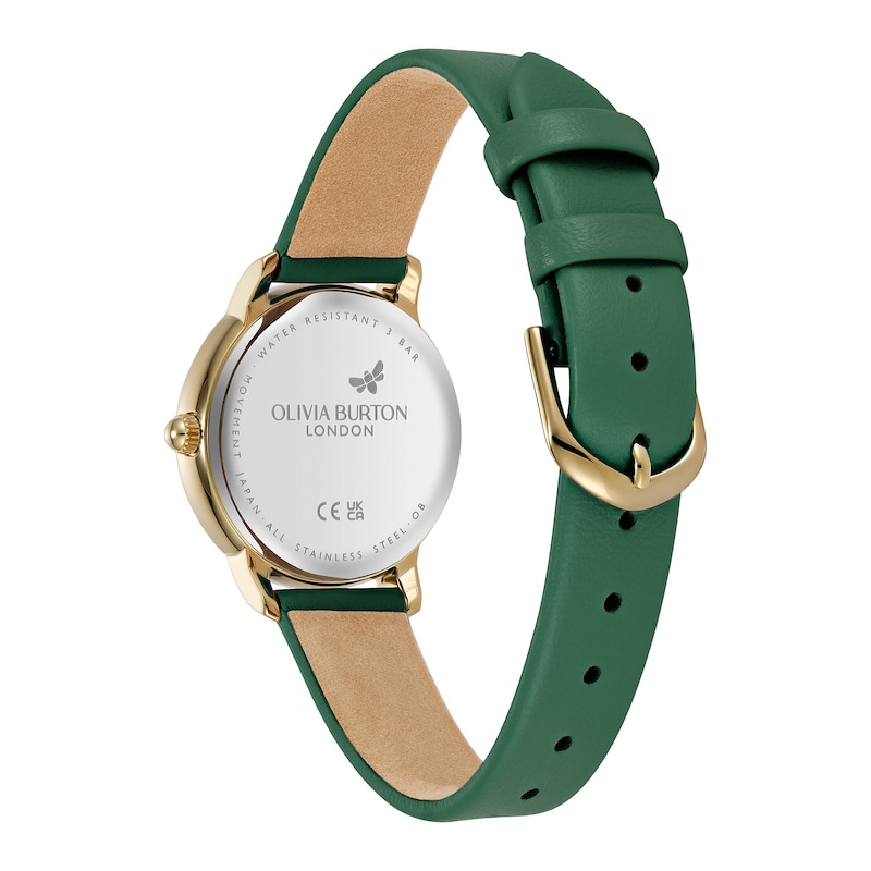 Main Image 5 of Olivia Burton Classic Westbourne 30mm Gold Tone & Green Leather Strap Watch