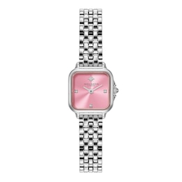Olivia Burton Mini Grosvenor 20mm Square Crystal Stainless Steel Watch
