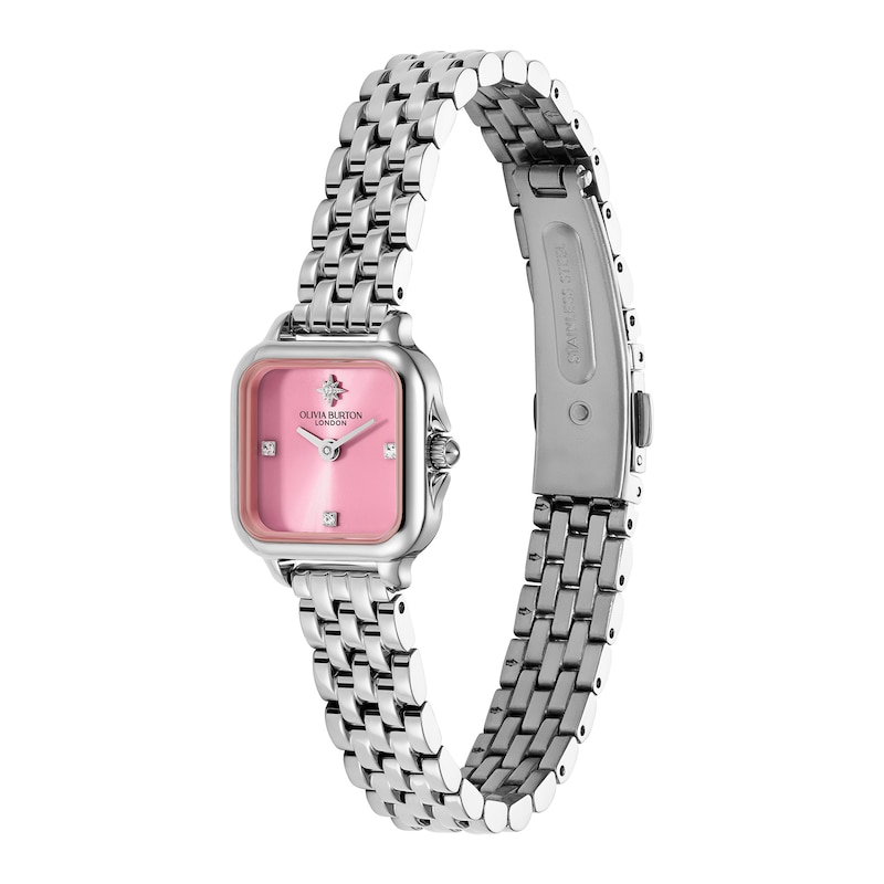 Main Image 2 of Olivia Burton Mini Grosvenor 20mm Square Crystal Stainless Steel Watch