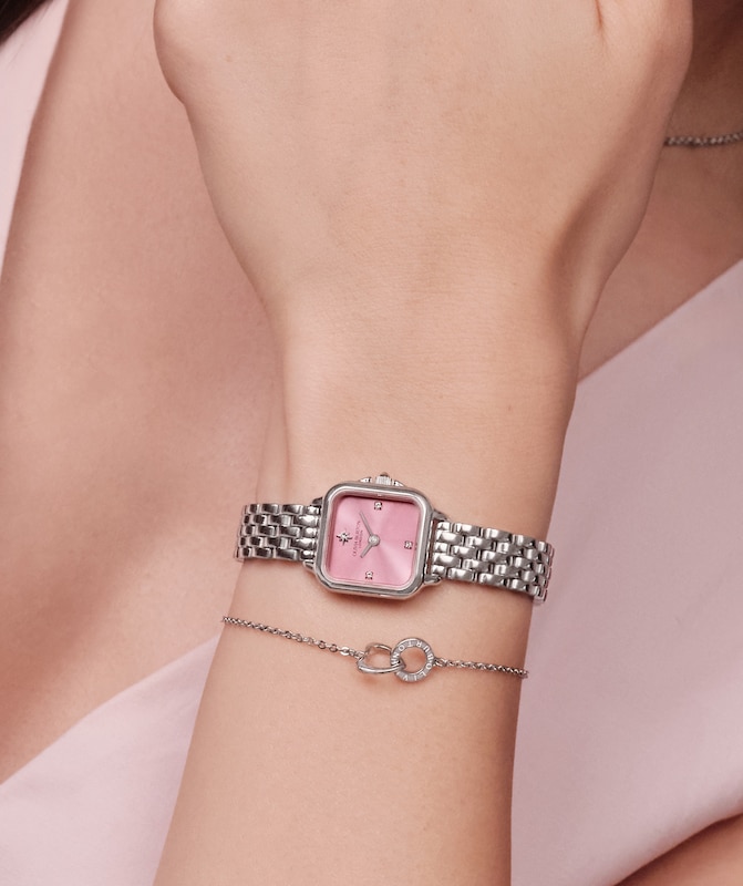 Main Image 3 of Olivia Burton Mini Grosvenor 20mm Square Crystal Stainless Steel Watch