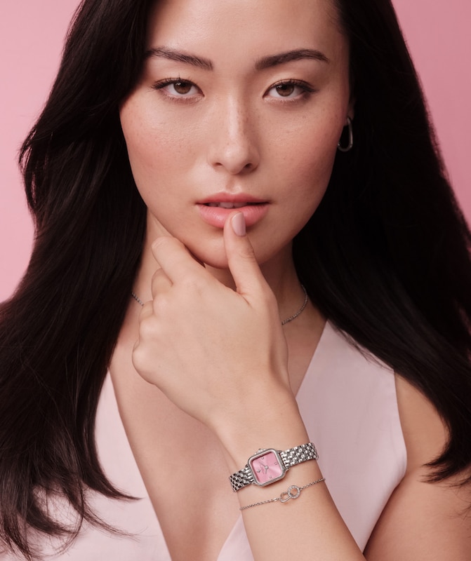 Main Image 6 of Olivia Burton Mini Grosvenor 20mm Square Crystal Stainless Steel Watch