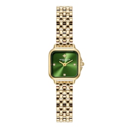 Olivia Burton Mini Grosvenor 20mm Square Crystal Gold Tone Bracelet Watch