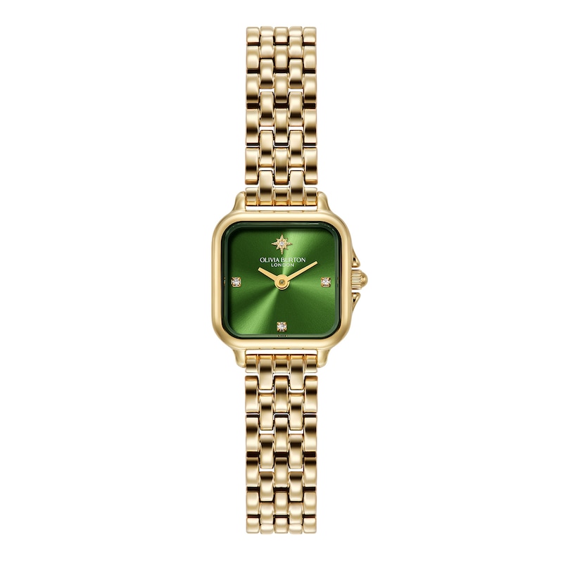 Main Image 1 of Olivia Burton Mini Grosvenor 20mm Square Crystal Gold Tone Bracelet Watch