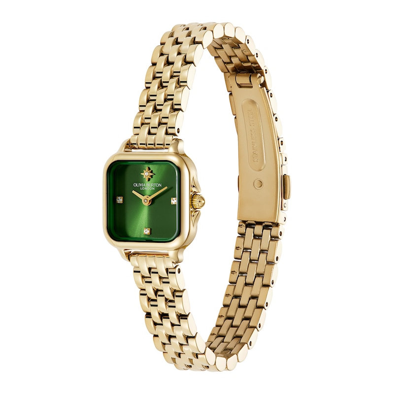 Main Image 2 of Olivia Burton Mini Grosvenor 20mm Square Crystal Gold Tone Bracelet Watch