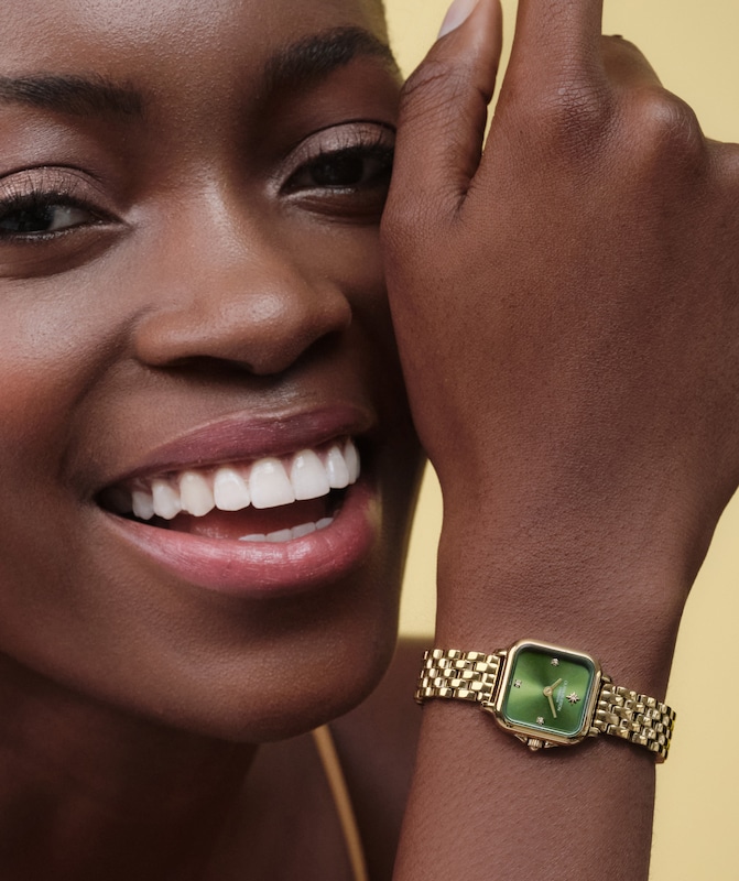 Main Image 3 of Olivia Burton Mini Grosvenor 20mm Square Crystal Gold Tone Bracelet Watch