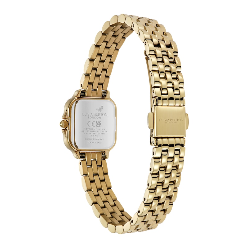 Main Image 5 of Olivia Burton Mini Grosvenor 20mm Square Crystal Gold Tone Bracelet Watch