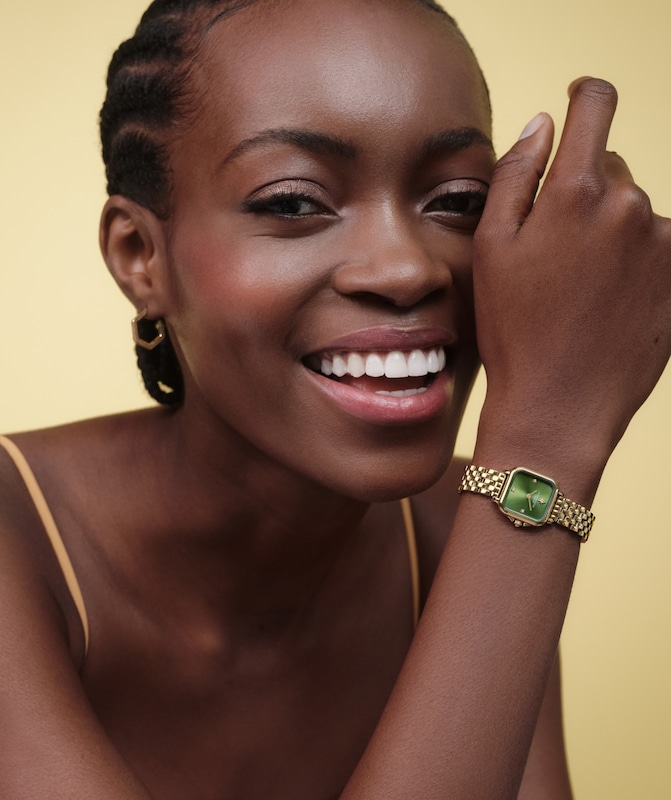 Main Image 6 of Olivia Burton Mini Grosvenor 20mm Square Crystal Gold Tone Bracelet Watch