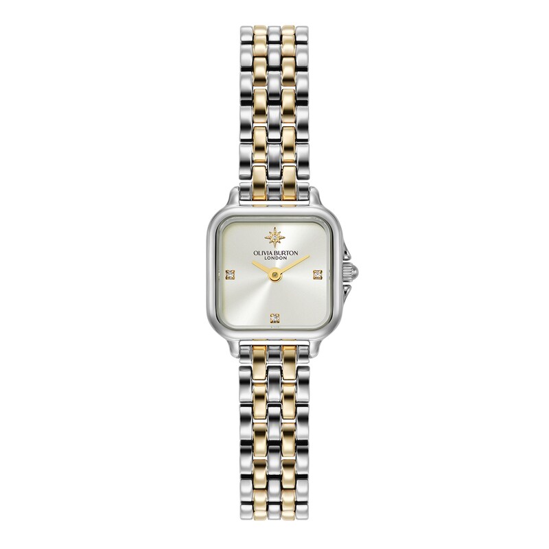 Main Image 1 of Olivia Burton Mini Grosvenor 20mm Square Crystal Two Tone Bracelet Watch