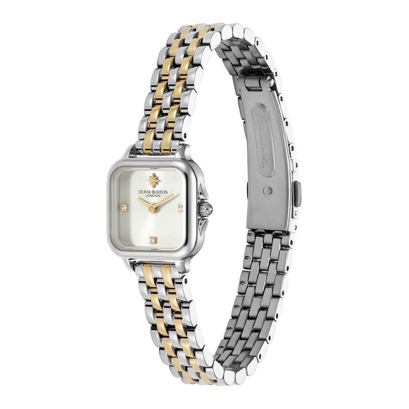 Main Image 2 of Olivia Burton Mini Grosvenor 20mm Square Crystal Two Tone Bracelet Watch