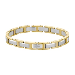 BOSS Men's Nolan Two Tone H Link Cuff With Logo Clasp