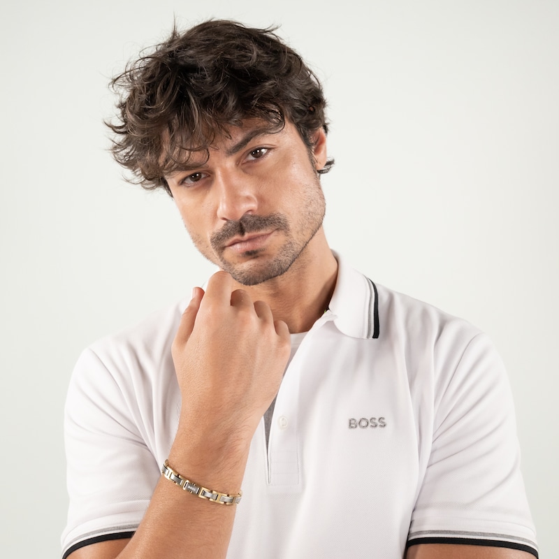 Main Image 5 of BOSS Men's Nolan Two Tone H Link Cuff With Logo Clasp