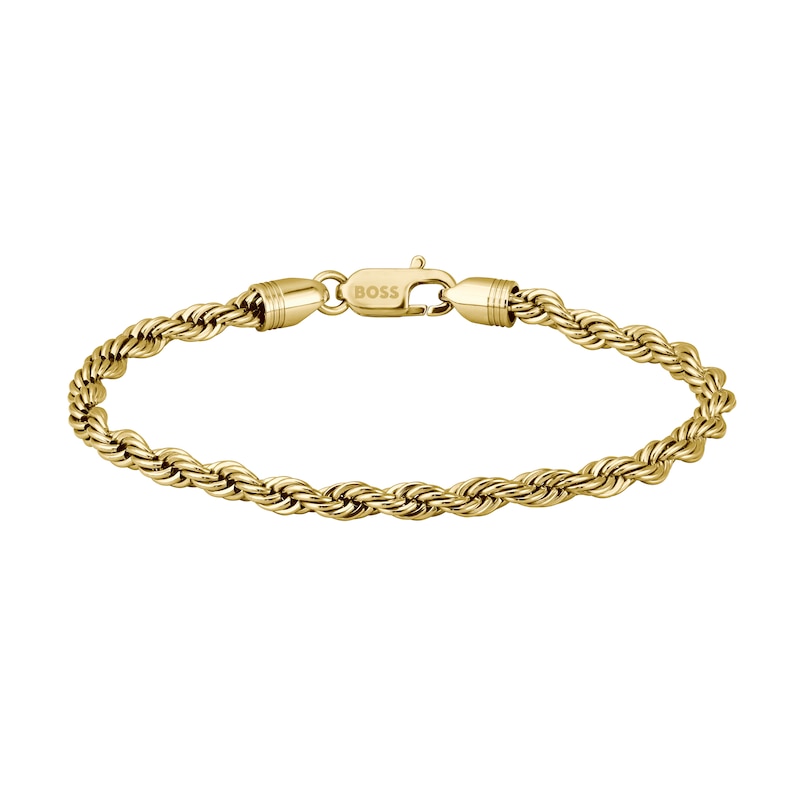 Main Image 1 of BOSS Men's Myles Gold Tone Cuff With Rope Style Chain