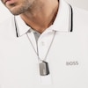 Thumbnail Image 6 of BOSS Men's Devon Black Leather & Silver Tone Double Tag Pendant Necklace