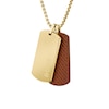 Thumbnail Image 4 of BOSS Men's Devon Brown Leather & Gold Tone Double Tag Pendant Necklace