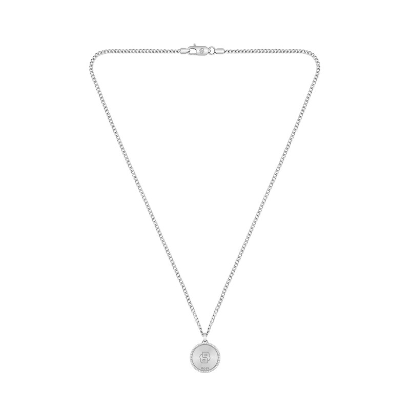 Main Image 2 of BOSS Men's North Silver Tone Medallion Pendant Necklace