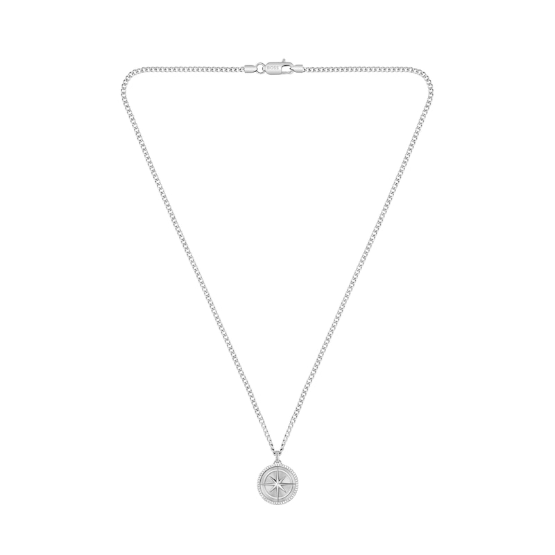 Main Image 3 of BOSS Men's North Silver Tone Medallion Pendant Necklace