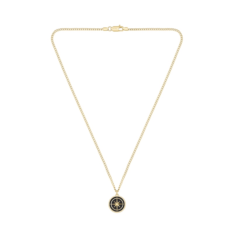 Main Image 2 of BOSS Men's North Gold Tone Medallion Pendant Necklace