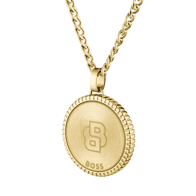 Main Image 3 of BOSS Men's North Gold Tone Medallion Pendant Necklace