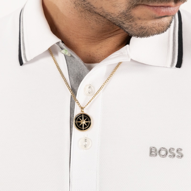 Main Image 5 of BOSS Men's North Gold Tone Medallion Pendant Necklace