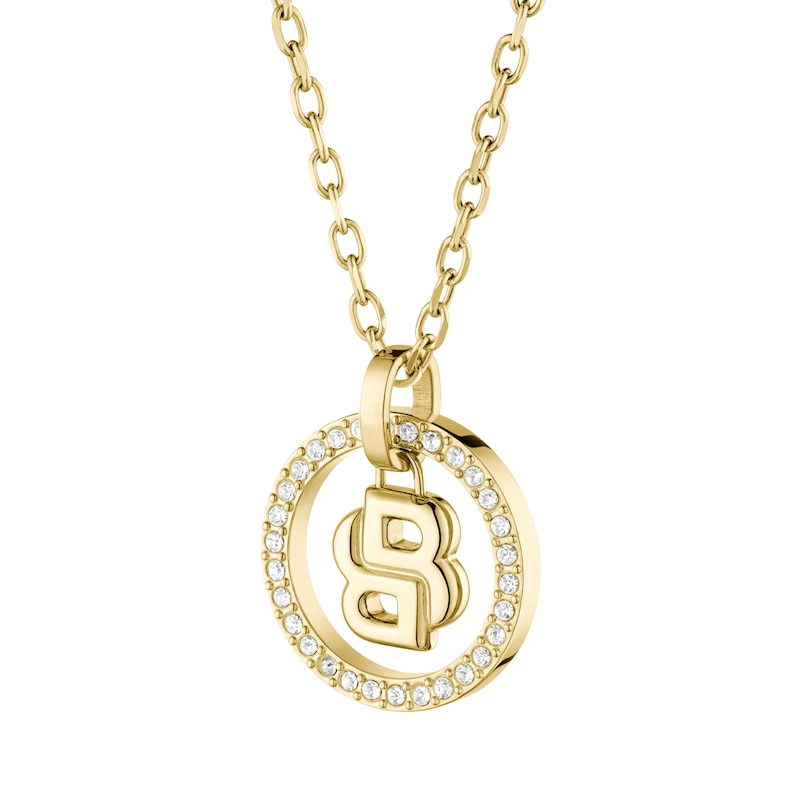 Main Image 1 of BOSS Women's Divine Gold Tone Double B Monogram Pendant Necklace