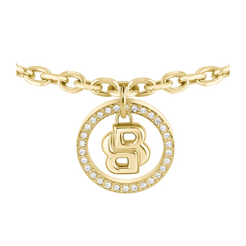 Main Image 1 of BOSS Women's Divine Gold Tone Double B Monogram Charm Bracelet